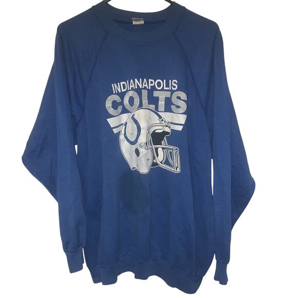 Trench Other - Vintage 90s NFL Indianapolis Colts Football Blue Trench Pullover Sweatshirt XXL
